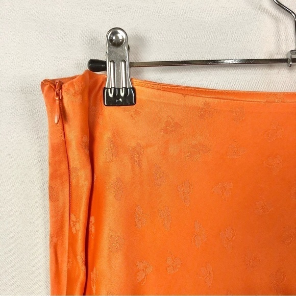 Zara Orange Satin Floral A-line Mini Skirt M - Picture 3 of 4